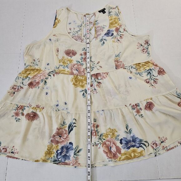TORRID Tank Size 1X Floral Babydoll Challis Tunic Tank Summer Spring Sleeveless - Picture 8 of 12